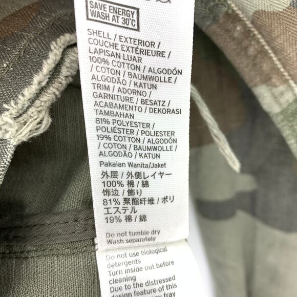 Topshop Women's Size 4 Green Jacket Camouflage Print Collared Front Pockets - Picture 7 of 8